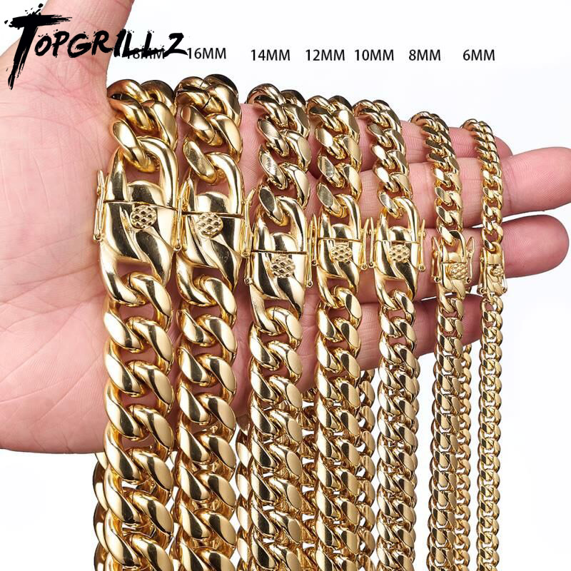 Cuban Link Chain 12Mm - TOPGRILLZ-botón de grifo de cadena cubana