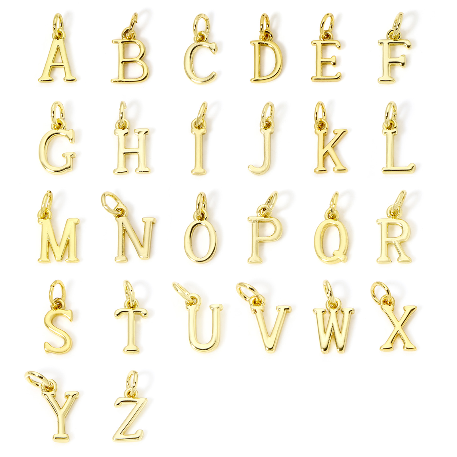 Initial Letter Necklace 18K Gold - 5 piezas de dijes de latón