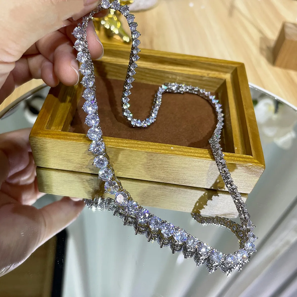 Cross Pendant Necklace Gold - Collar de tenis con diamantes de