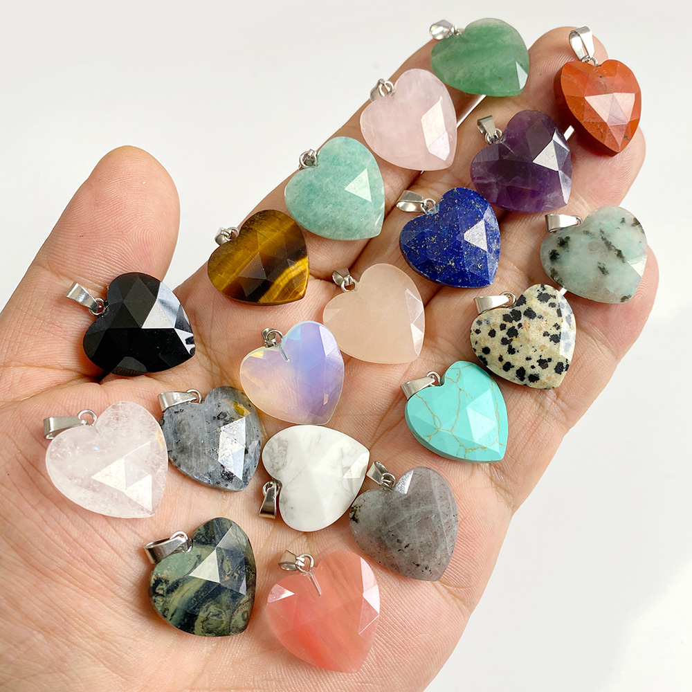 Crystal Pendant Necklace Natural Stone - 1 Pieza de Colgante de Corazón