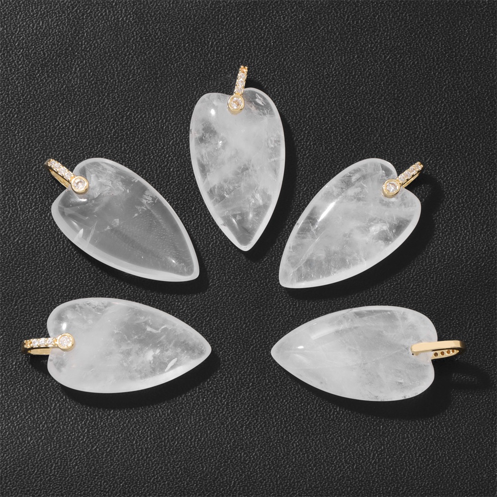 Crystal Pendant Necklace Natural Stone - 2 Colgantes de Corazón de Piedra
