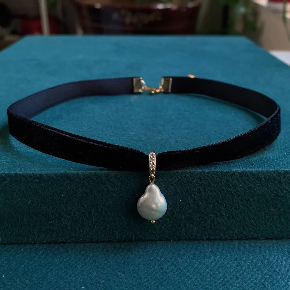Pearl Choker Necklace Vintage - Gargantilla de cinta de terciopelo negro