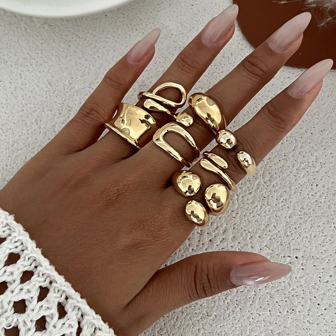 Vintage Punk Knuckle Rings Set - DIEZI-Conjunto de anillos para nudillos geométricos