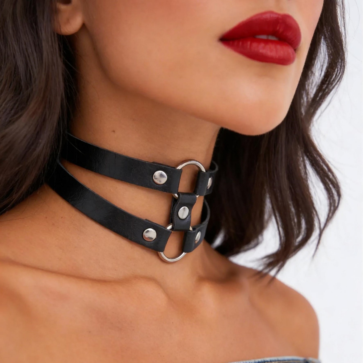 Goth Punk Spike Choker - Collar de Moda de Cuero PU
