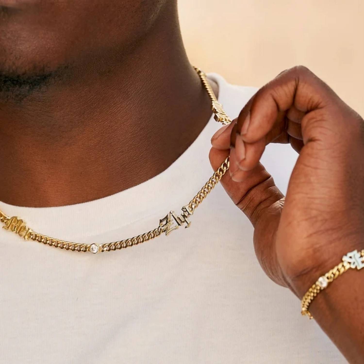 Cuban Link Chain 12Mm - Collar con Nombre en Inglés Antiguo