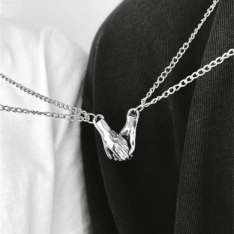 Magnetic Couple Matching Necklaces - Juego de 2 Collares Magnéticos Plateados