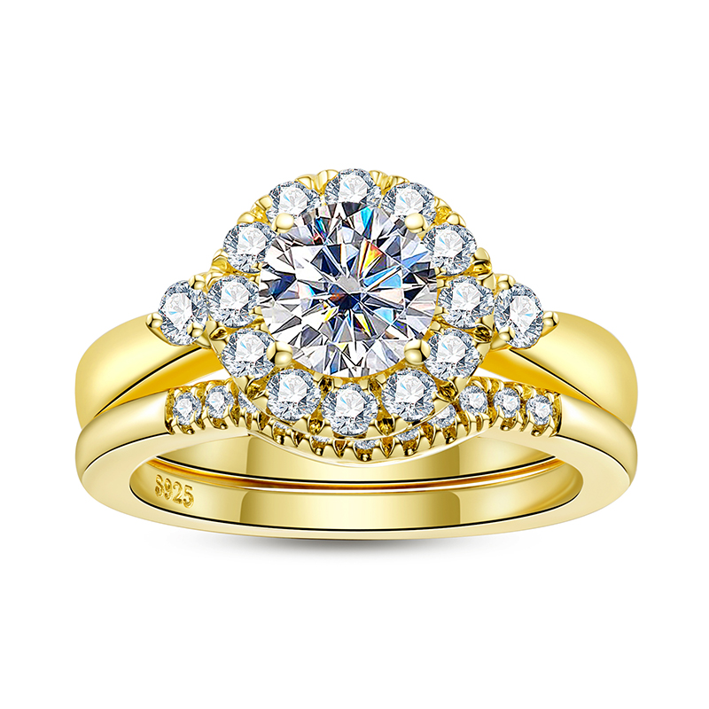 Moissanite Engagement Ring 1 Carat - Conjunto de anillos de compromiso de