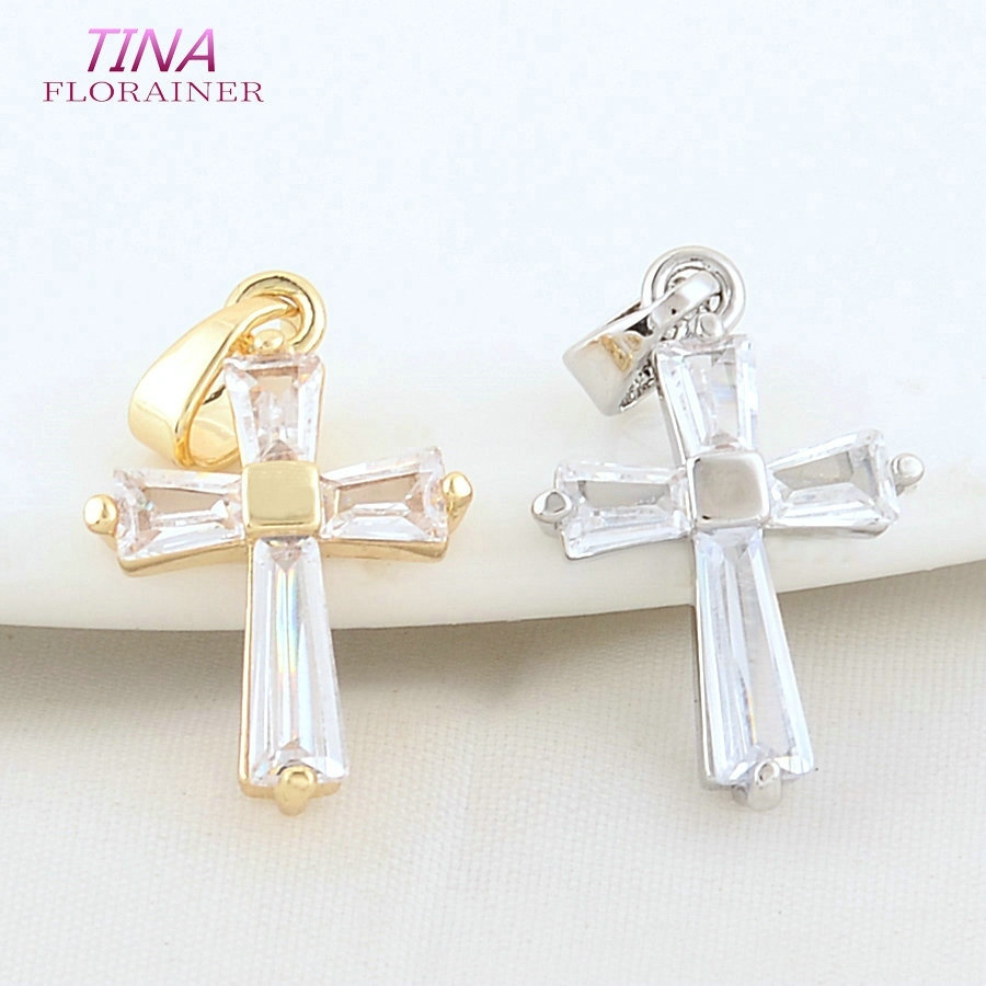 Cross Pendant Necklace Gold - 6 piezas de 12*18MM, latón color