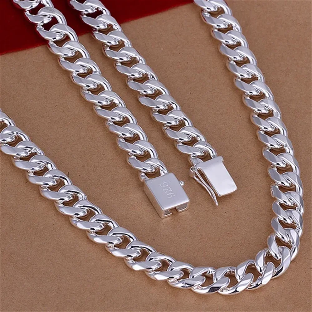 925 Sterling Silver Chain Necklace Men - Collar clásico de Plata de Ley