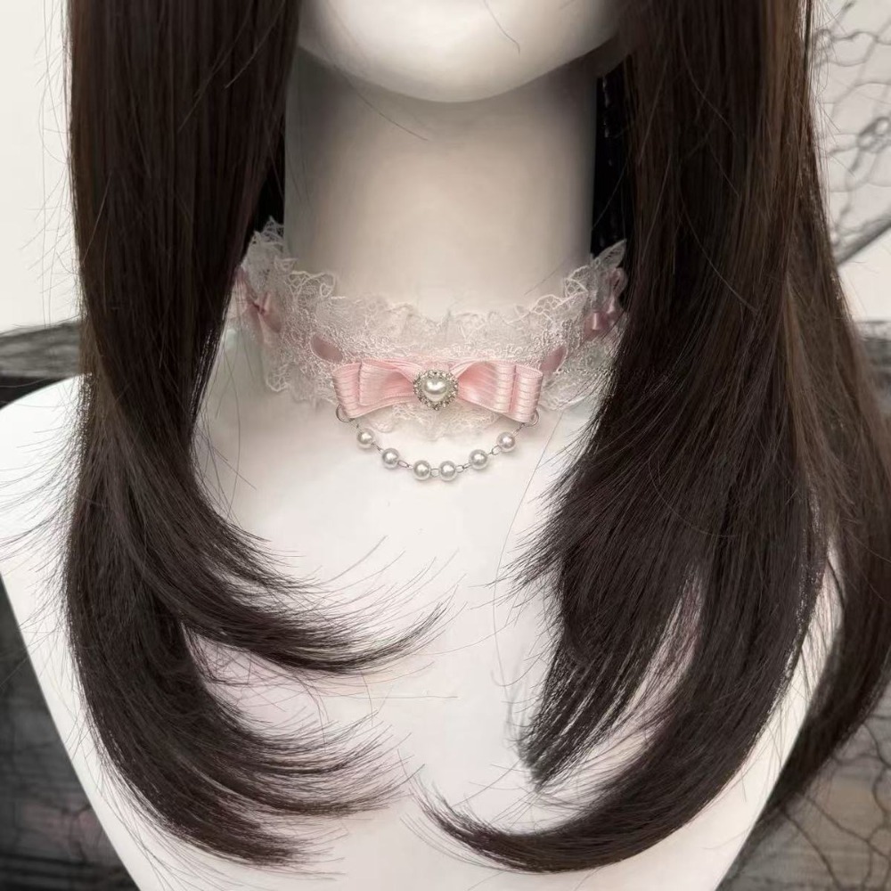 Pearl Choker Necklace Vintage - Collar de encaje con lazo y