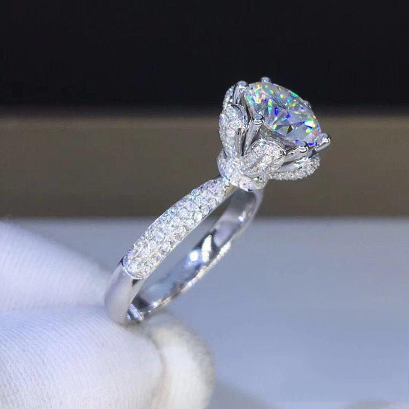Moissanite Engagement Ring 1 Carat - Anillo de Morganita con Diamante Cultivado