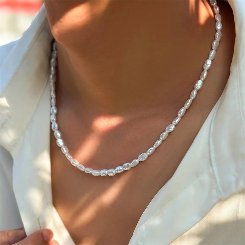 Pearl Choker Necklace Vintage - Nueva moda Simple gargantilla de perlas