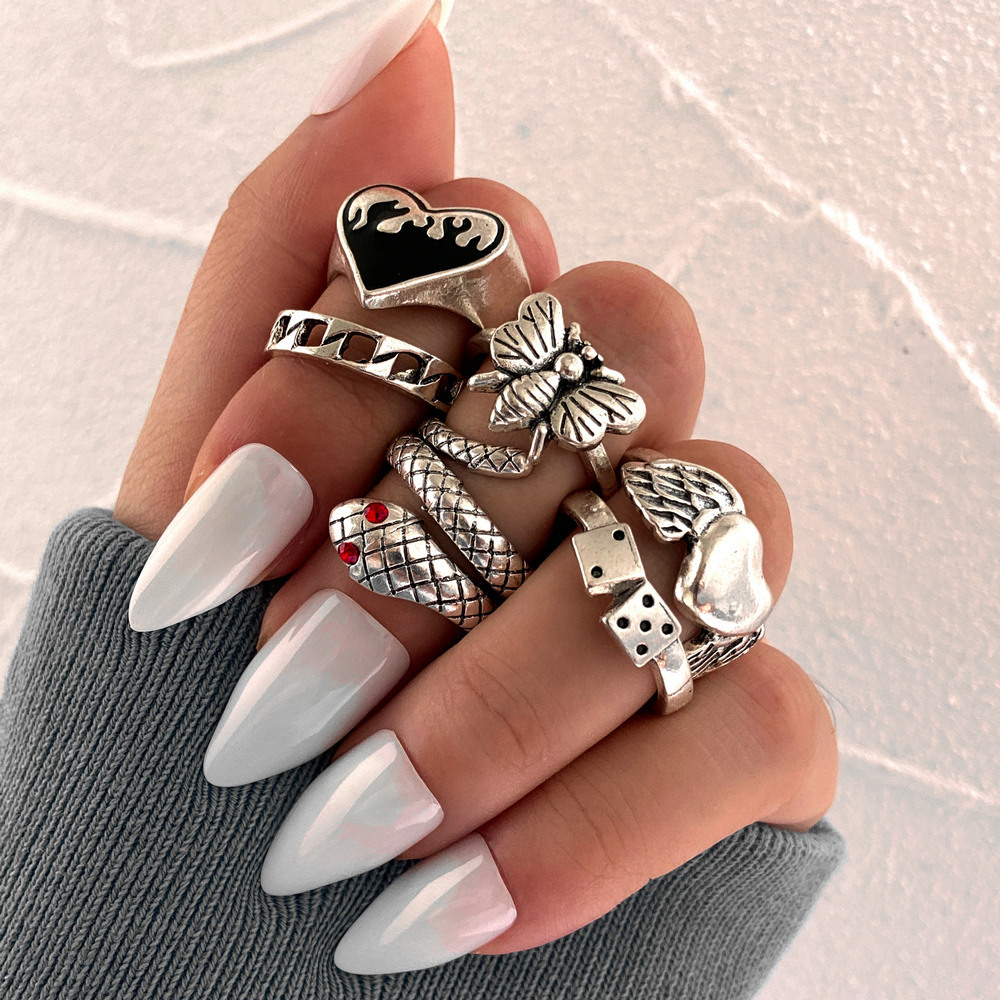 Vintage Punk Knuckle Rings Set - Juego de 6 anillos vintage punk