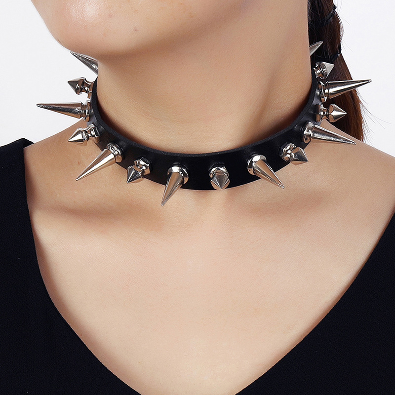 Goth Punk Spike Choker - Gargantilla de Punta larga Punk para