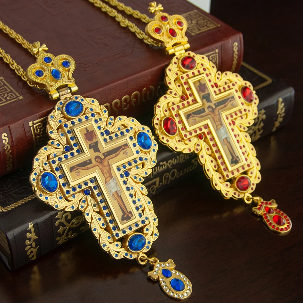 Cross Pendant Necklace Gold - HTISOK-Colgante de cruz pectoral de obispo