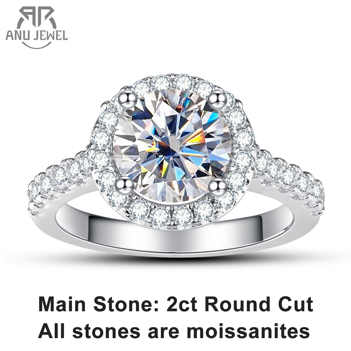 Moissanite Engagement Ring 1 Carat - Anillo de compromiso AnuJewel de 2