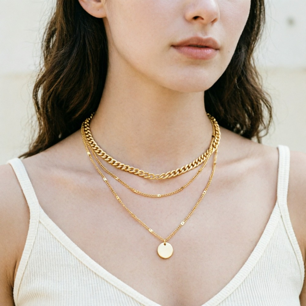 Layered Pendant Necklace Aesthetic - Collares con colgante en capas, estilo