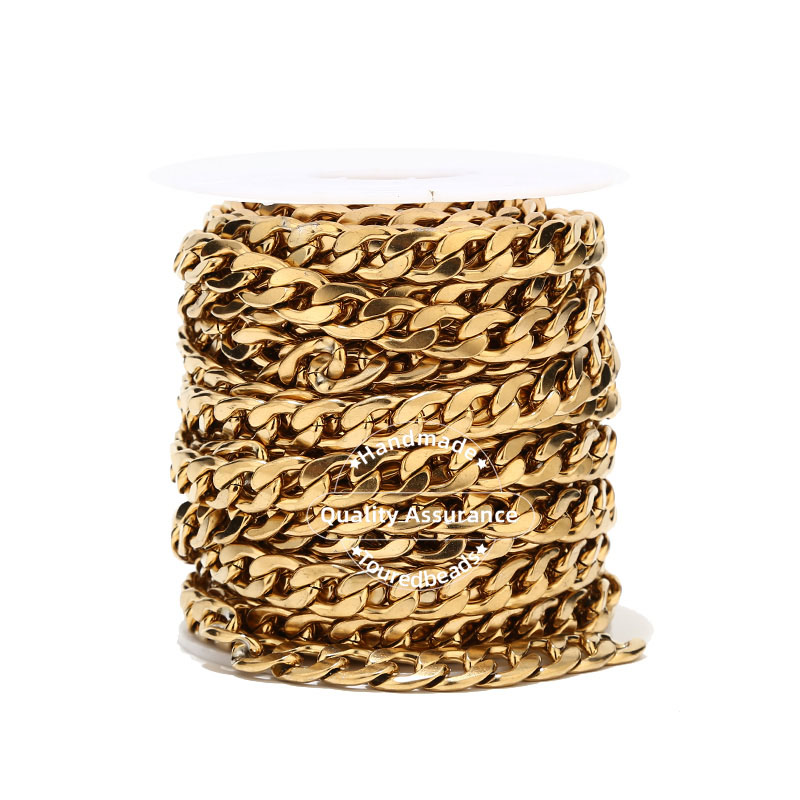 Cuban Link Chain 12Mm - Cadena cubana de acero inoxidable Figaro