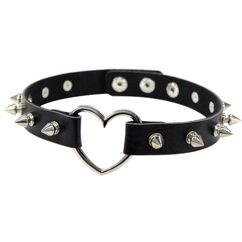 Goth Punk Spike Choker - Gargantilla de cuero Sexy para mujer,