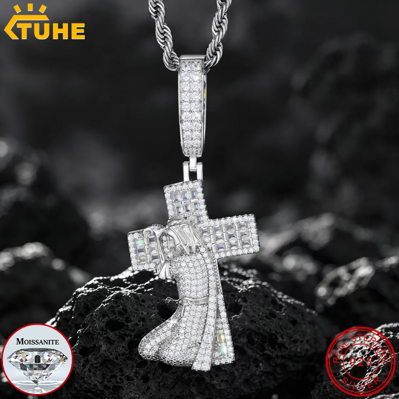 925 Sterling Silver Chain Necklace Men - Nuevo colgante de cruz de Jesús