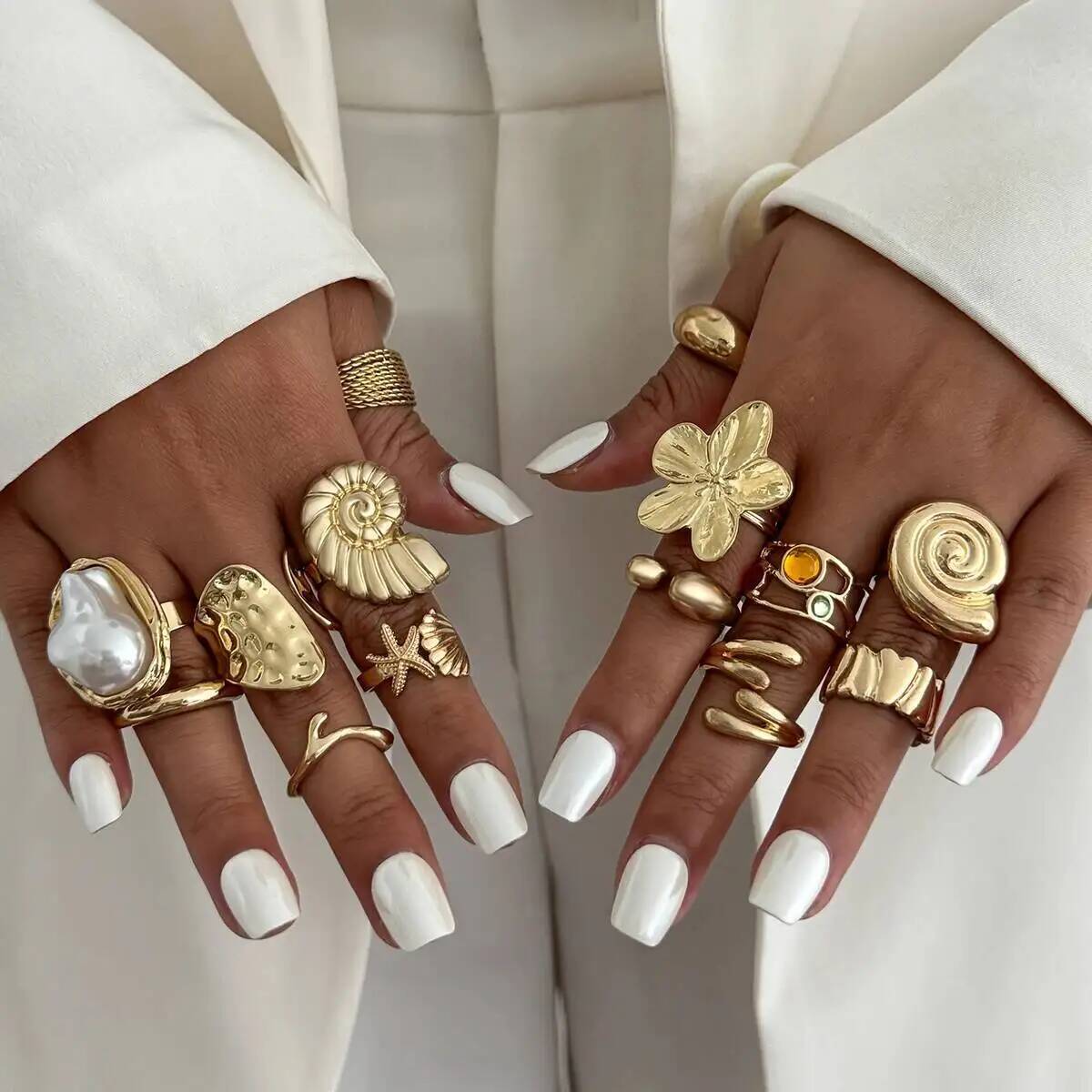 Vintage Punk Knuckle Rings Set - IngeSight.Z 14 unids/set Hip Hop creativo