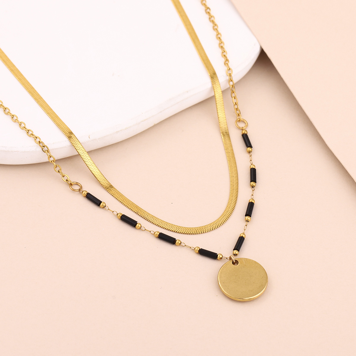 Layered Pendant Necklace Aesthetic - Collar Boho con Colgante de Sol