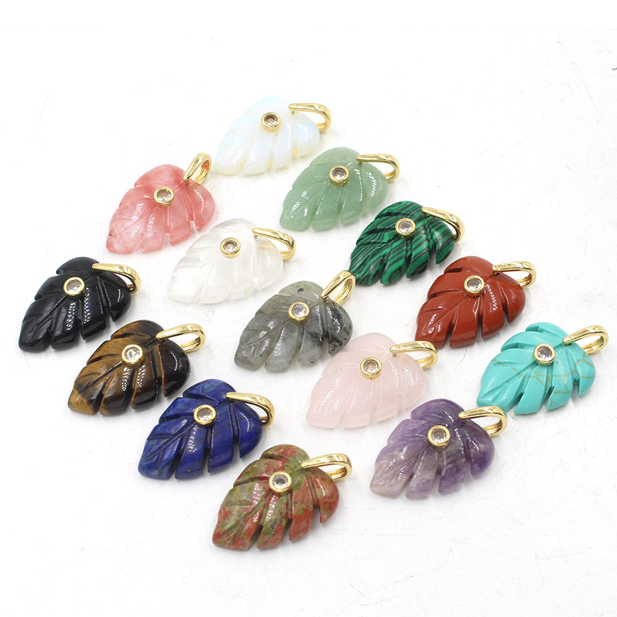 Crystal Pendant Necklace Natural Stone - Colgante de Hoja de Cristal Natural
