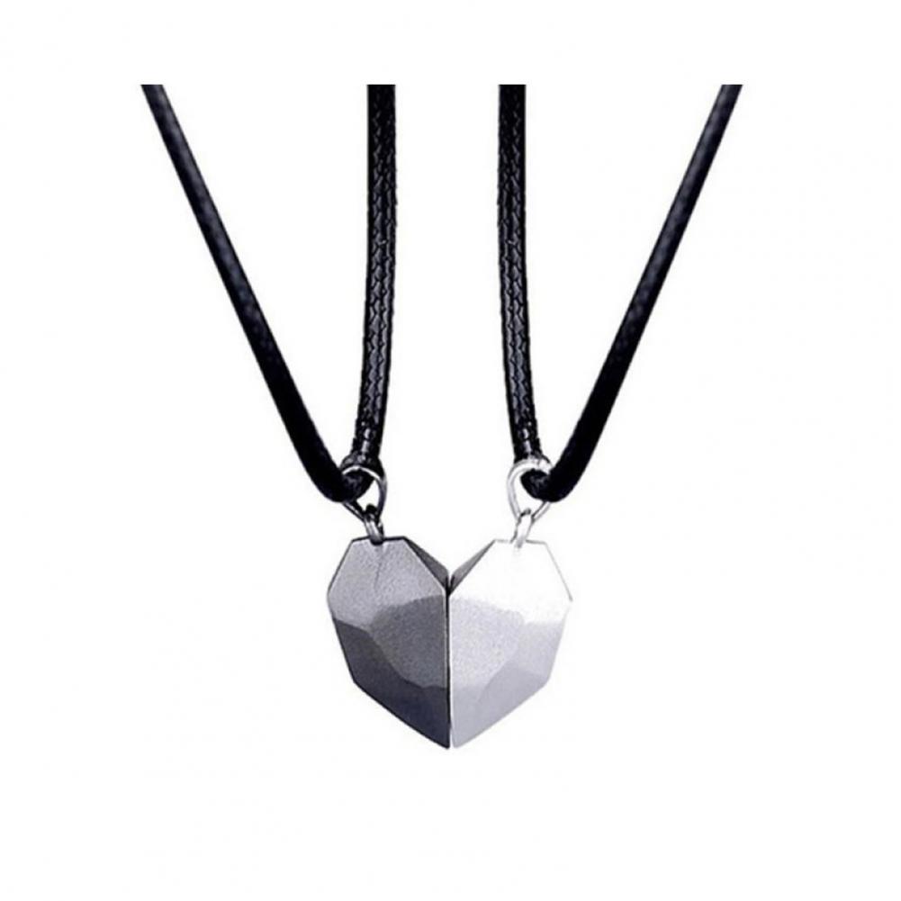 Magnetic Couple Matching Necklaces - Collar con Colgante de Corazón, Juego