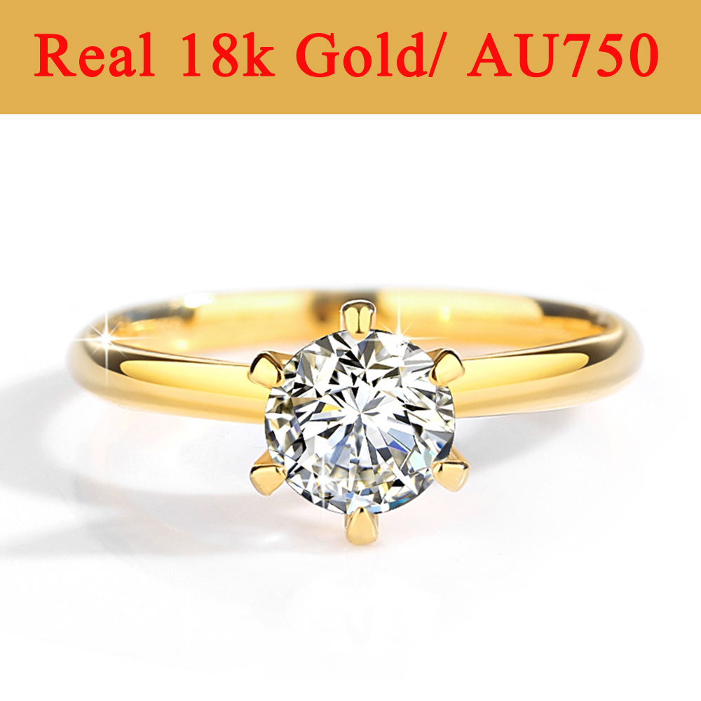 Moissanite Engagement Ring 1 Carat - Anillos de moissanita de oro Real