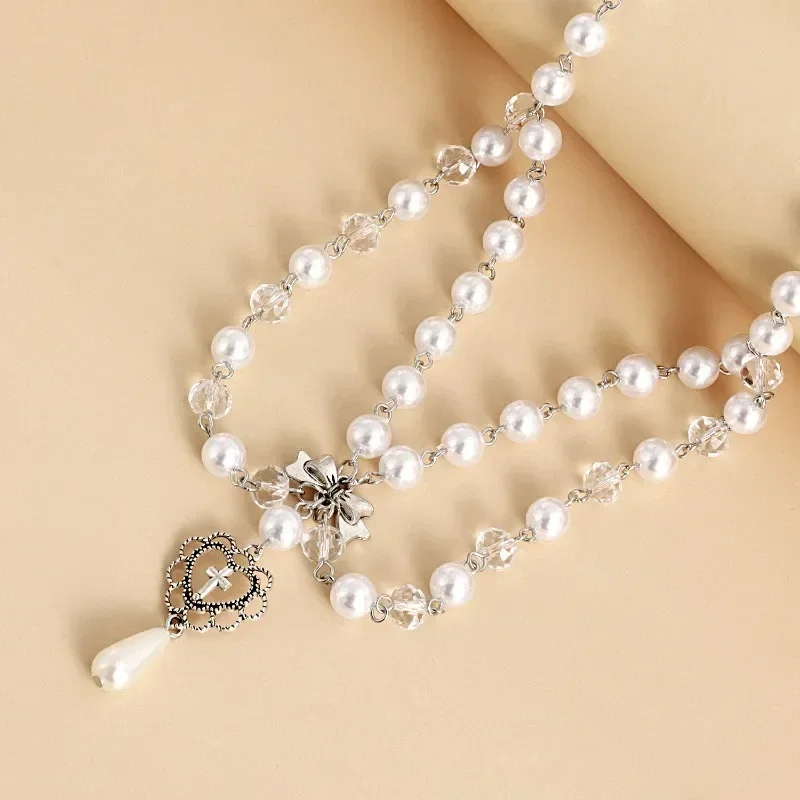 Collar con colgante de cruces  - Pearl Choker Necklace Vintage reseña y precio