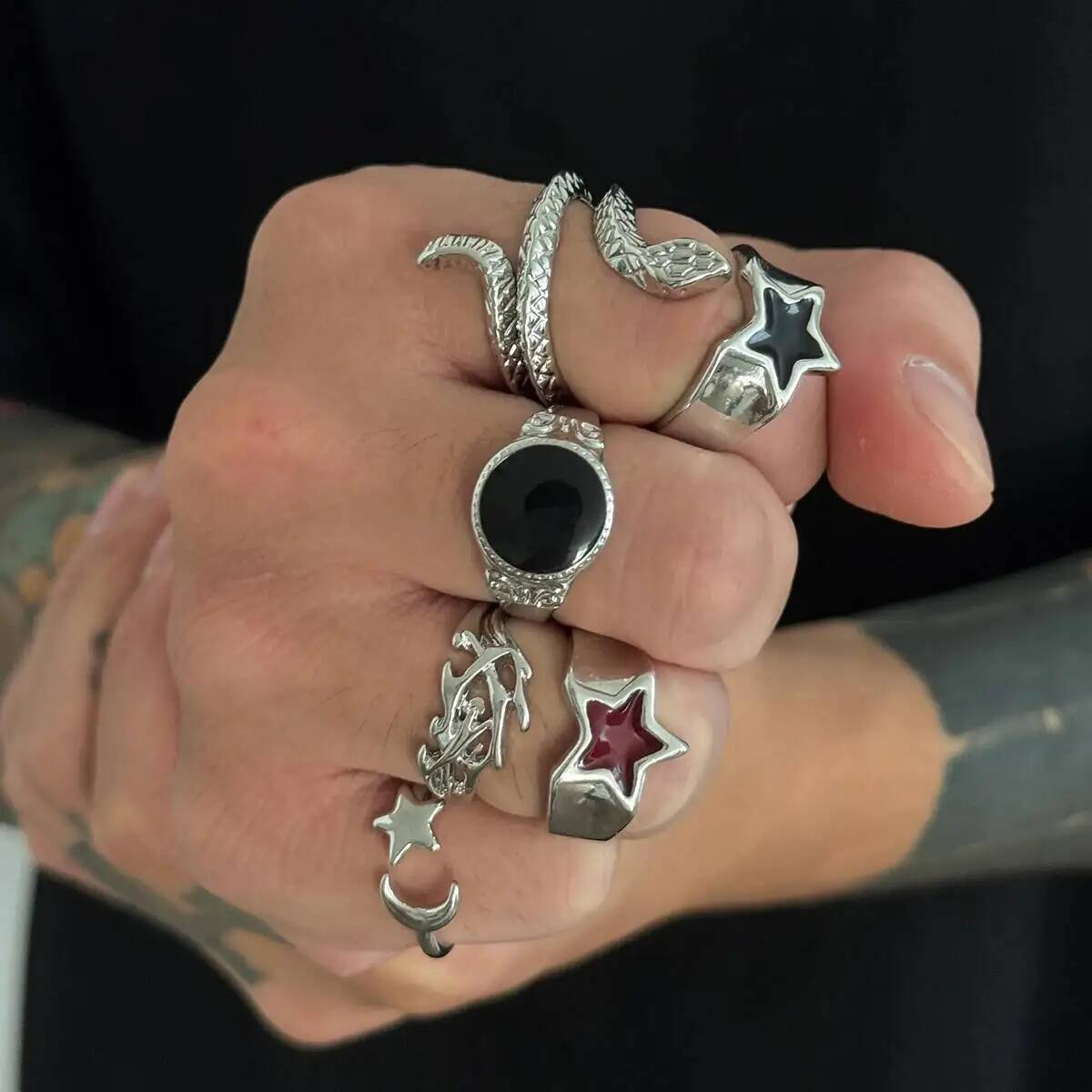 KunJoe, 6 uds., nuevo conjunto - Vintage Punk Knuckle Rings Set reseña y precio