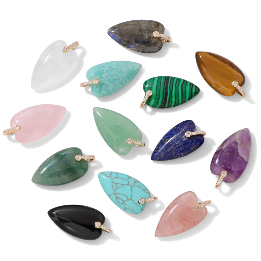 2 Colgantes de Corazón de Pied - Crystal Pendant Necklace Natural Stone reseña y precio