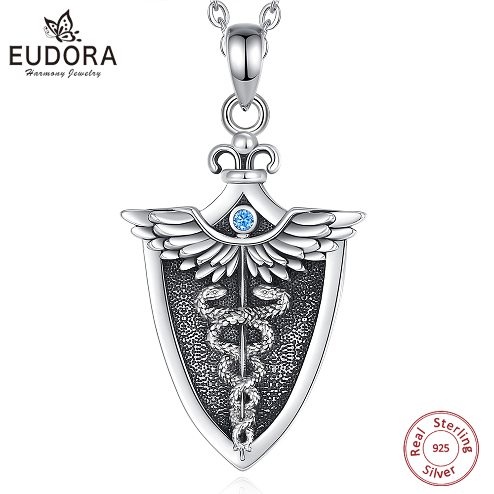 Eudora-collar de caduceo de Pl - 925 Sterling Silver Chain Necklace Men reseña y precio