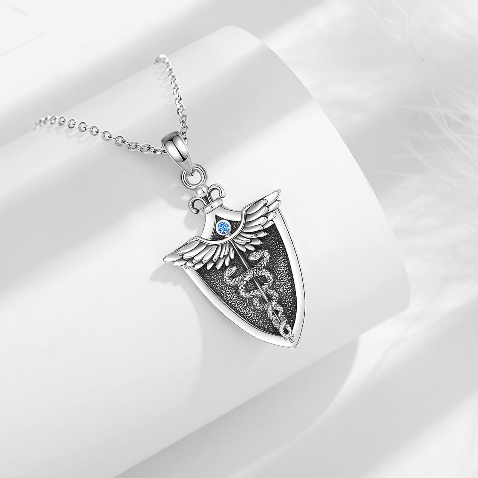 Eudora-collar de caduceo de Pl - 925 Sterling Silver Chain Necklace Men reseña y precio