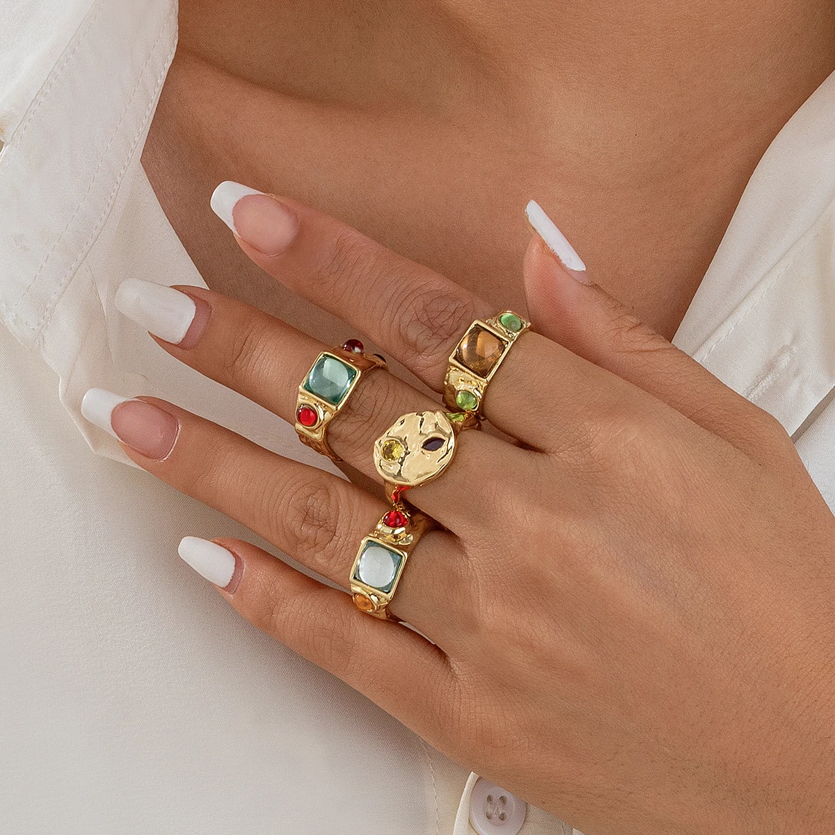 4 unids/set Vintage colorido a - Vintage Punk Knuckle Rings Set reseña y precio