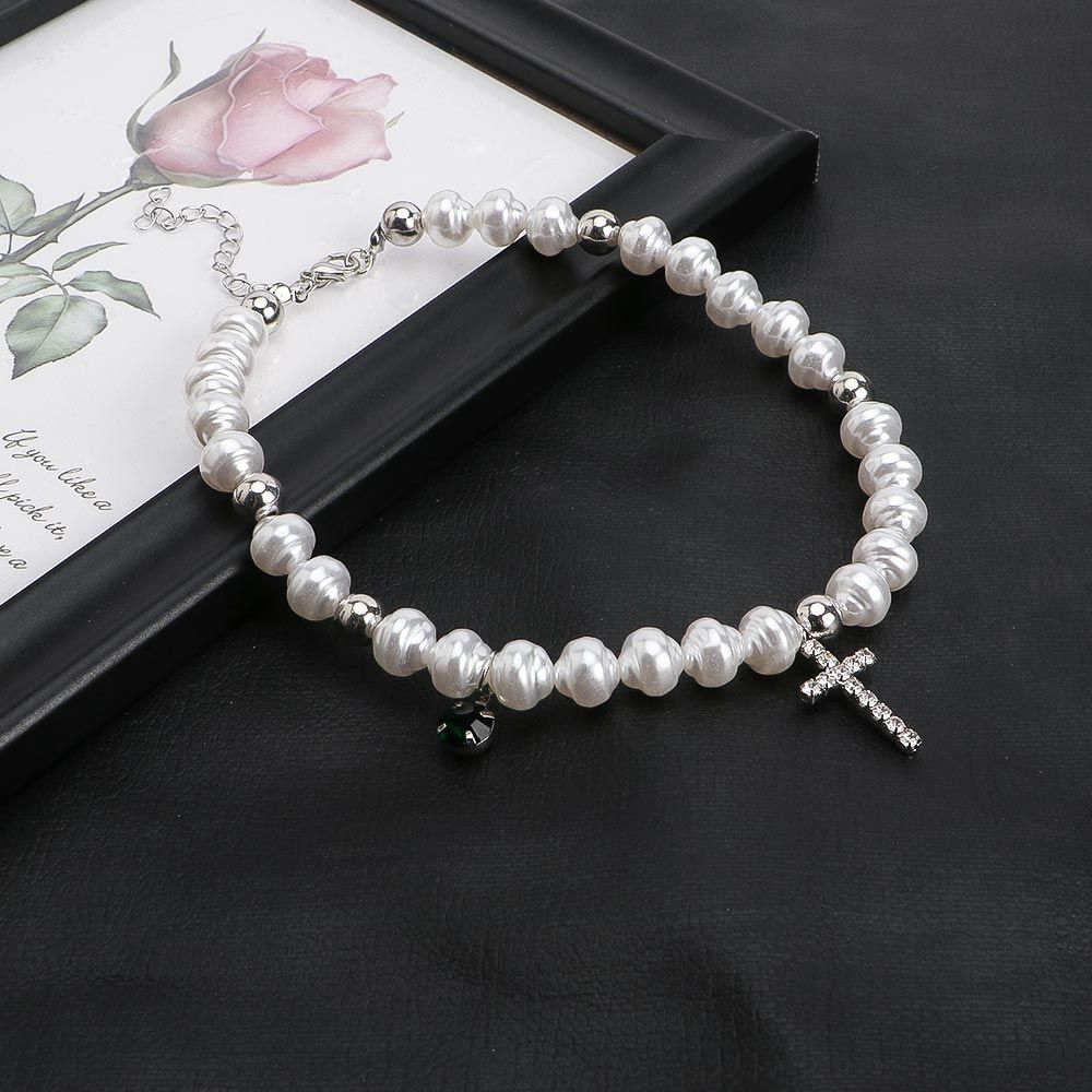 Collar con colgante de Cruz de - Pearl Choker Necklace Vintage reseña y precio