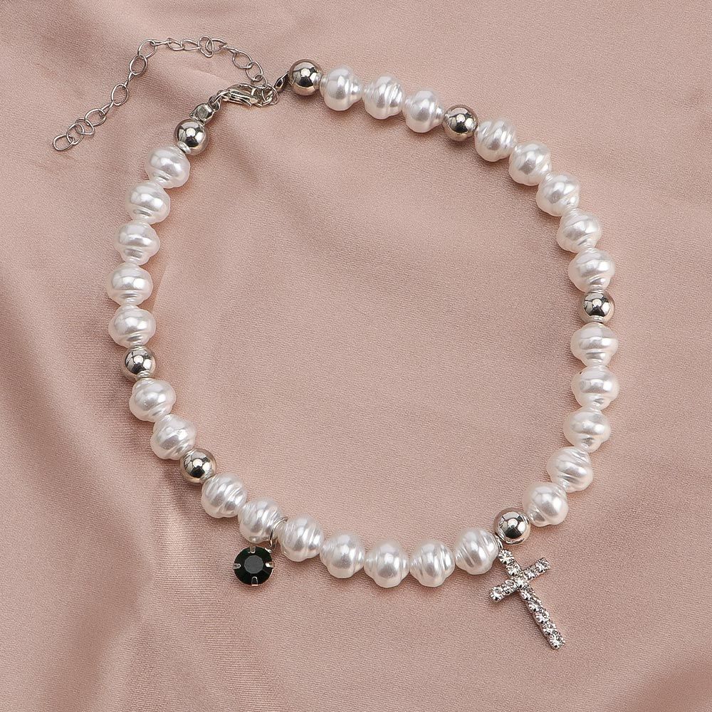 Collar con colgante de Cruz de - Pearl Choker Necklace Vintage reseña y precio
