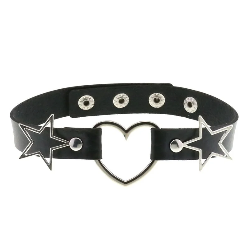 Decopunk Punk PU cuero corazón - Goth Punk Spike Choker reseña y precio