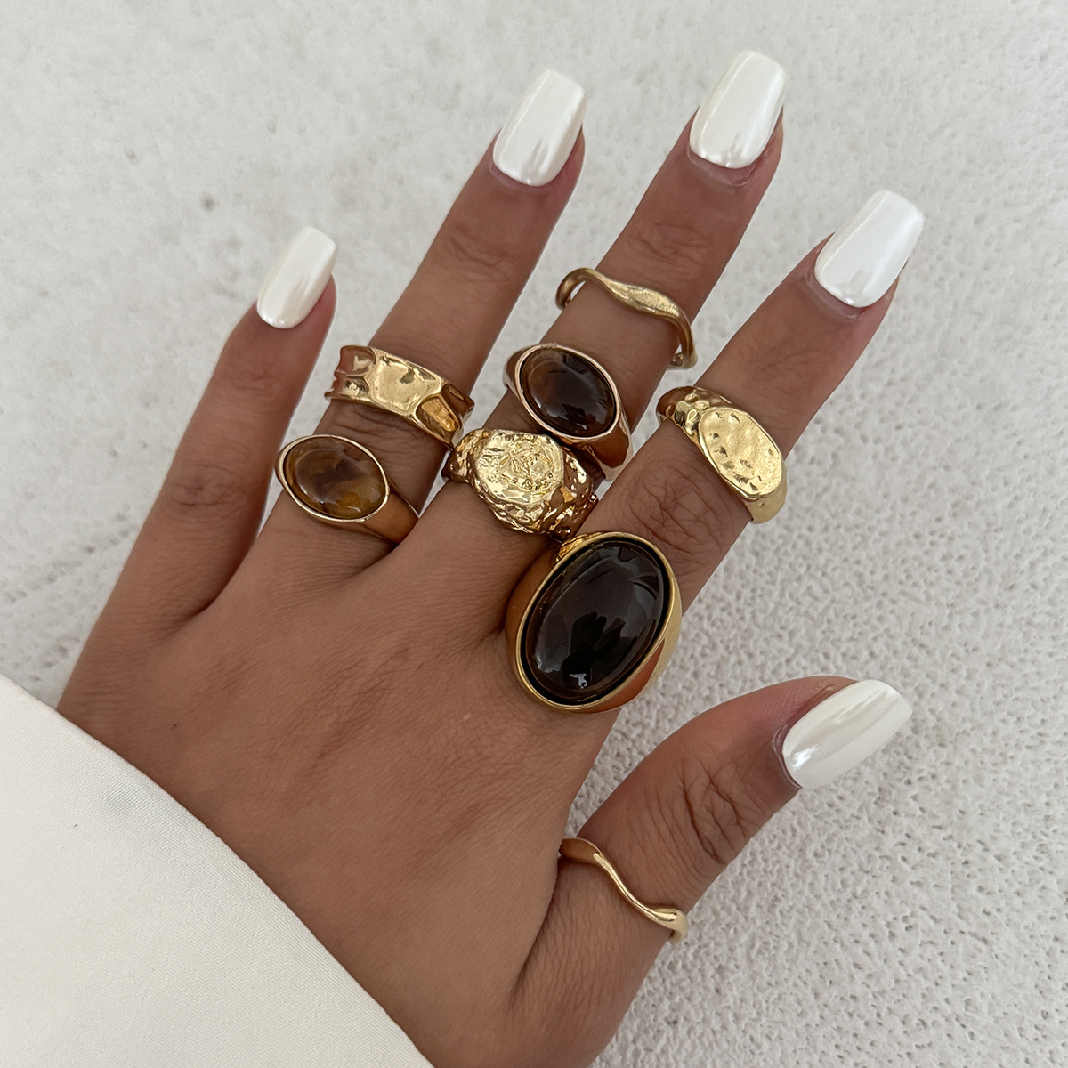 8 unids/set Vintage ámbar Rhin - Vintage Punk Knuckle Rings Set reseña y precio