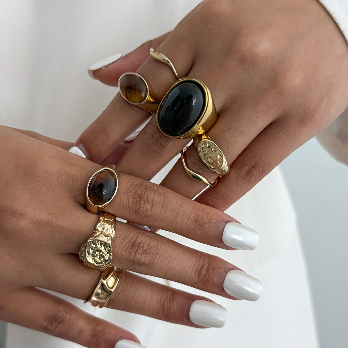 8 unids/set Vintage ámbar Rhin - Vintage Punk Knuckle Rings Set reseña y precio