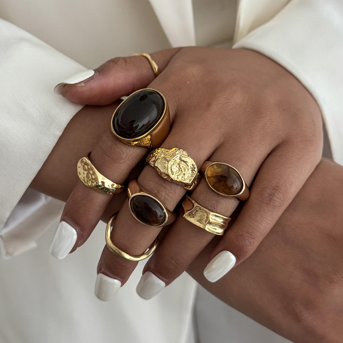 8 unids/set Vintage ámbar Rhin - Vintage Punk Knuckle Rings Set reseña y precio