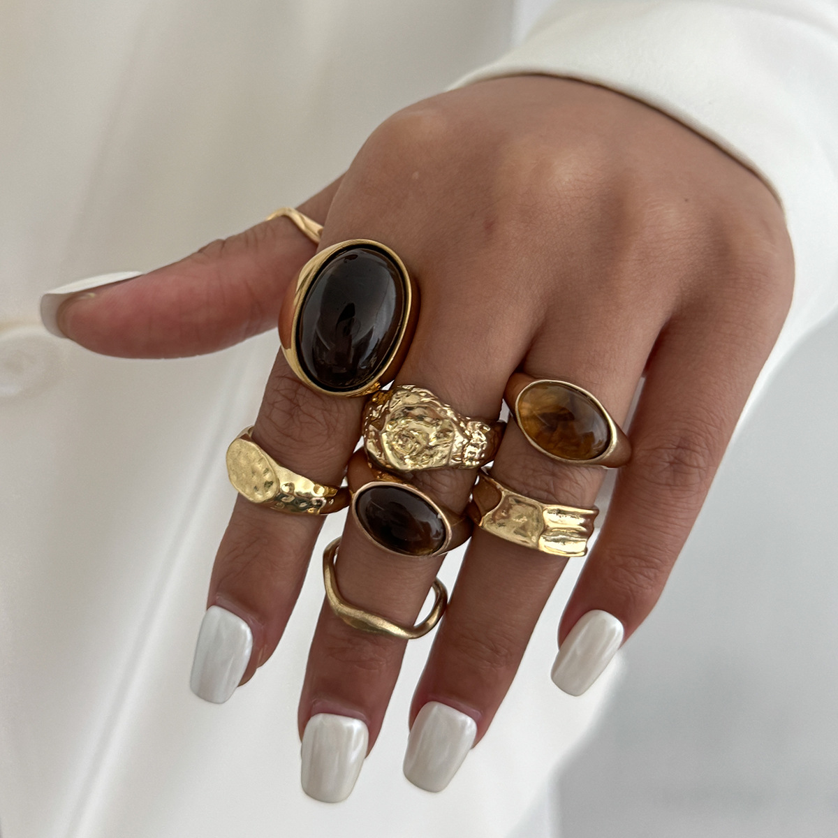 8 unids/set Vintage ámbar Rhin - Vintage Punk Knuckle Rings Set reseña y precio