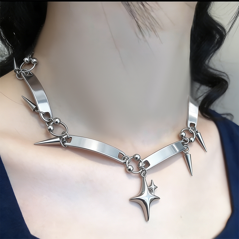 Collar Gargantilla Y2K con Est - Goth Punk Spike Choker reseña y precio