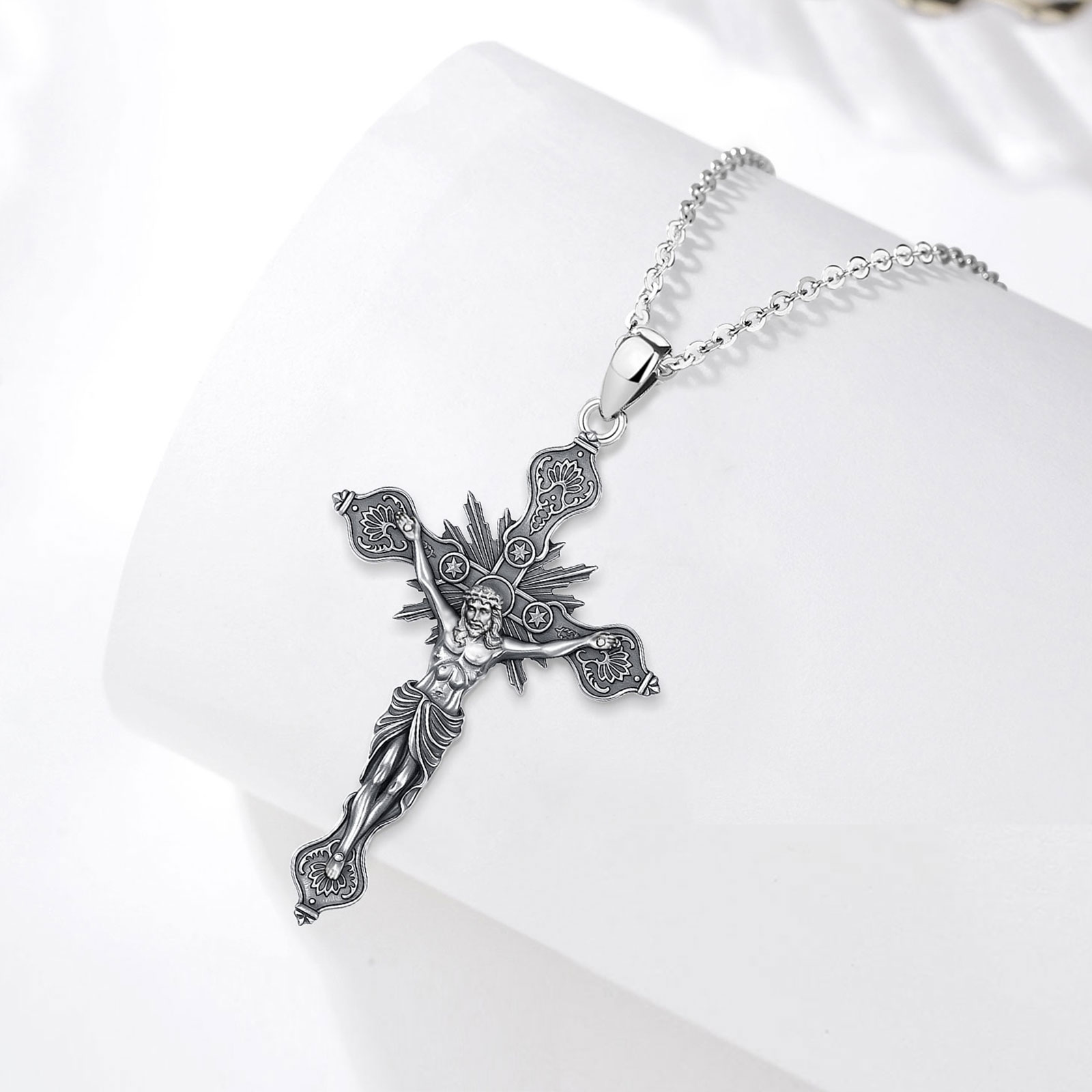 Eudora-collar con cruz de cruc - 925 Sterling Silver Chain Necklace Men reseña y precio