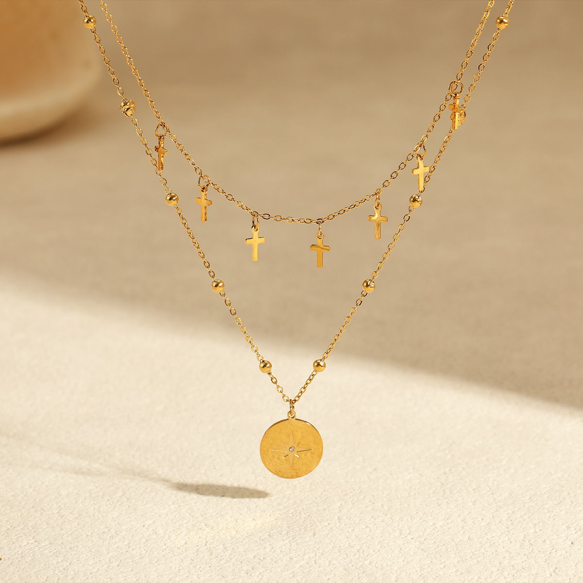 Collar Cruzado de Doble Capa V - Layered Pendant Necklace Aesthetic reseña y precio