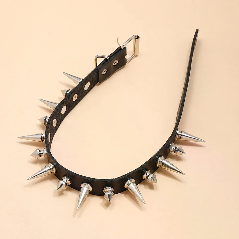 Collar de cuero sintético esti - Goth Punk Spike Choker reseña y precio