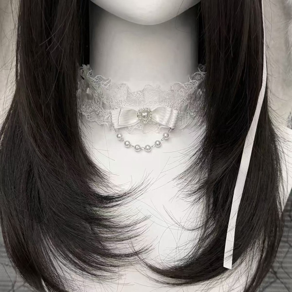 Collar de encaje con lazo y vo - Pearl Choker Necklace Vintage reseña y precio