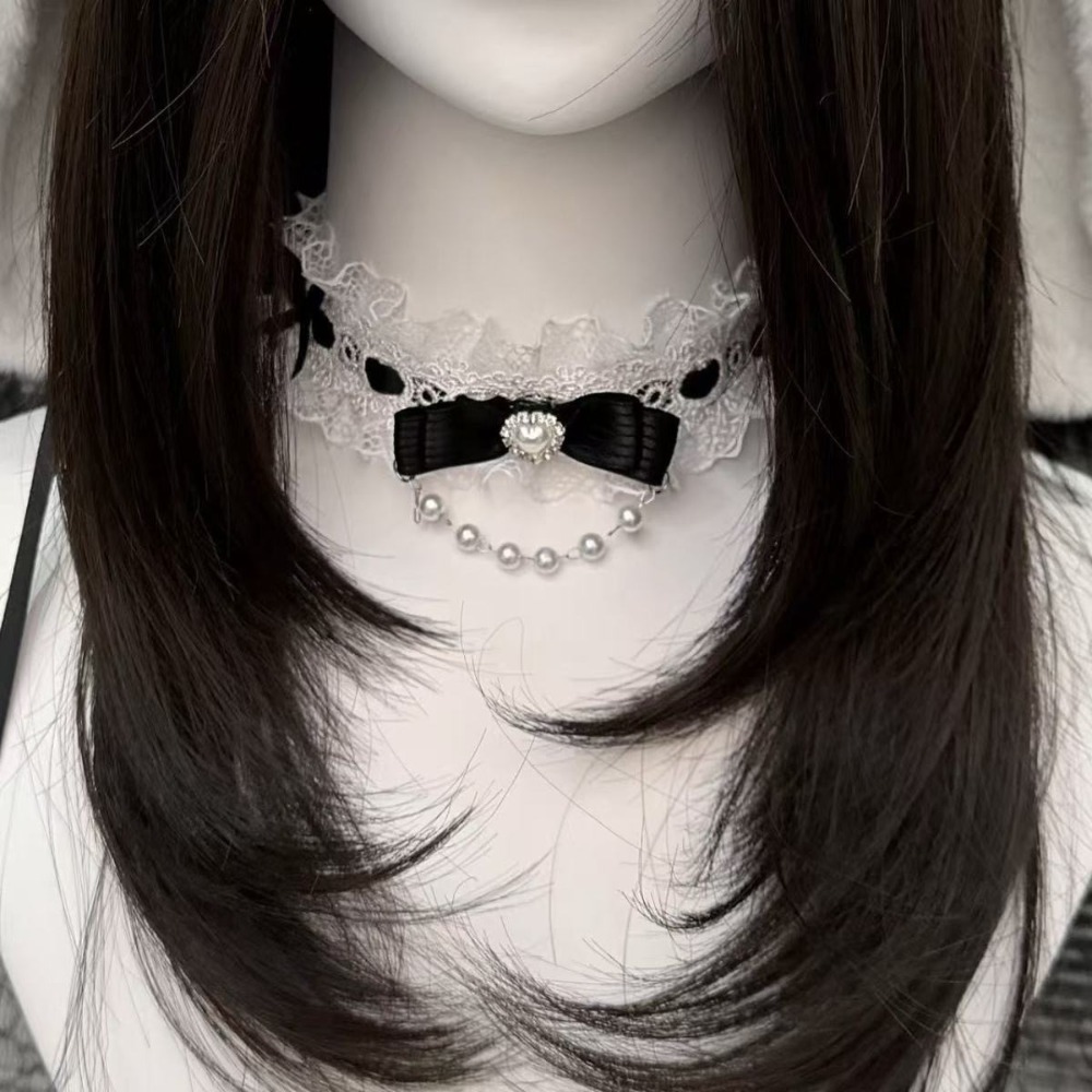 Collar de encaje con lazo y vo - Pearl Choker Necklace Vintage reseña y precio