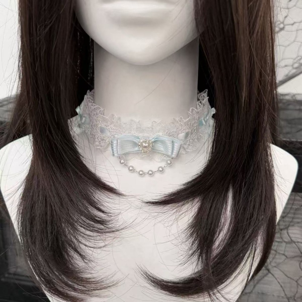 Collar de encaje con lazo y vo - Pearl Choker Necklace Vintage reseña y precio