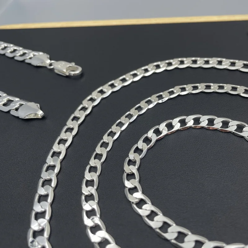 Collar de plata de ley 925 par - Cuban Link Chain 12Mm reseña y precio